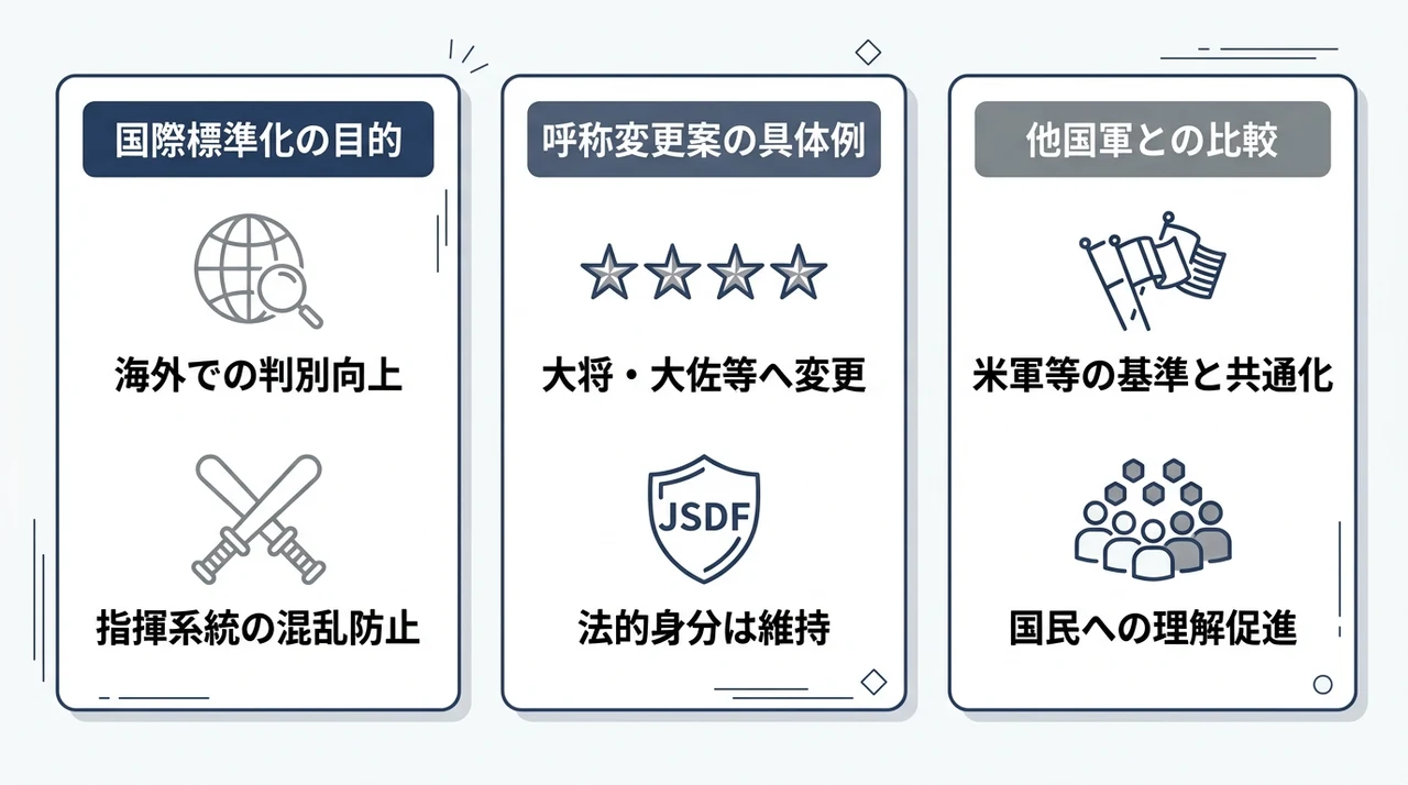 階級呼称を大将や大佐へ変更する背景