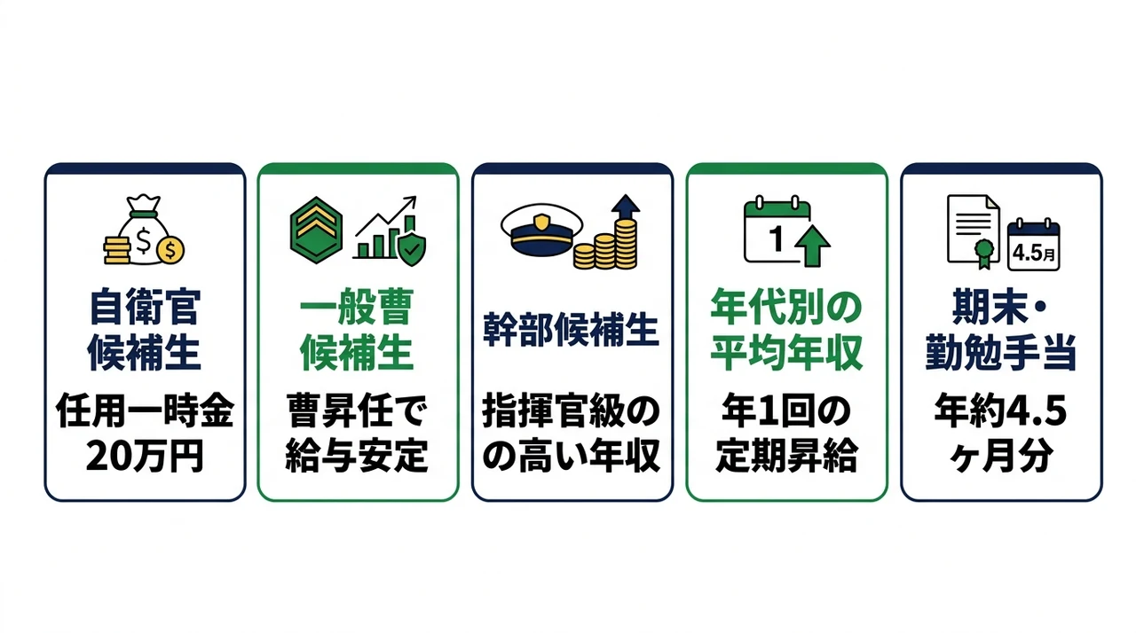 自衛隊の階級別年収と平均年収の仕組み