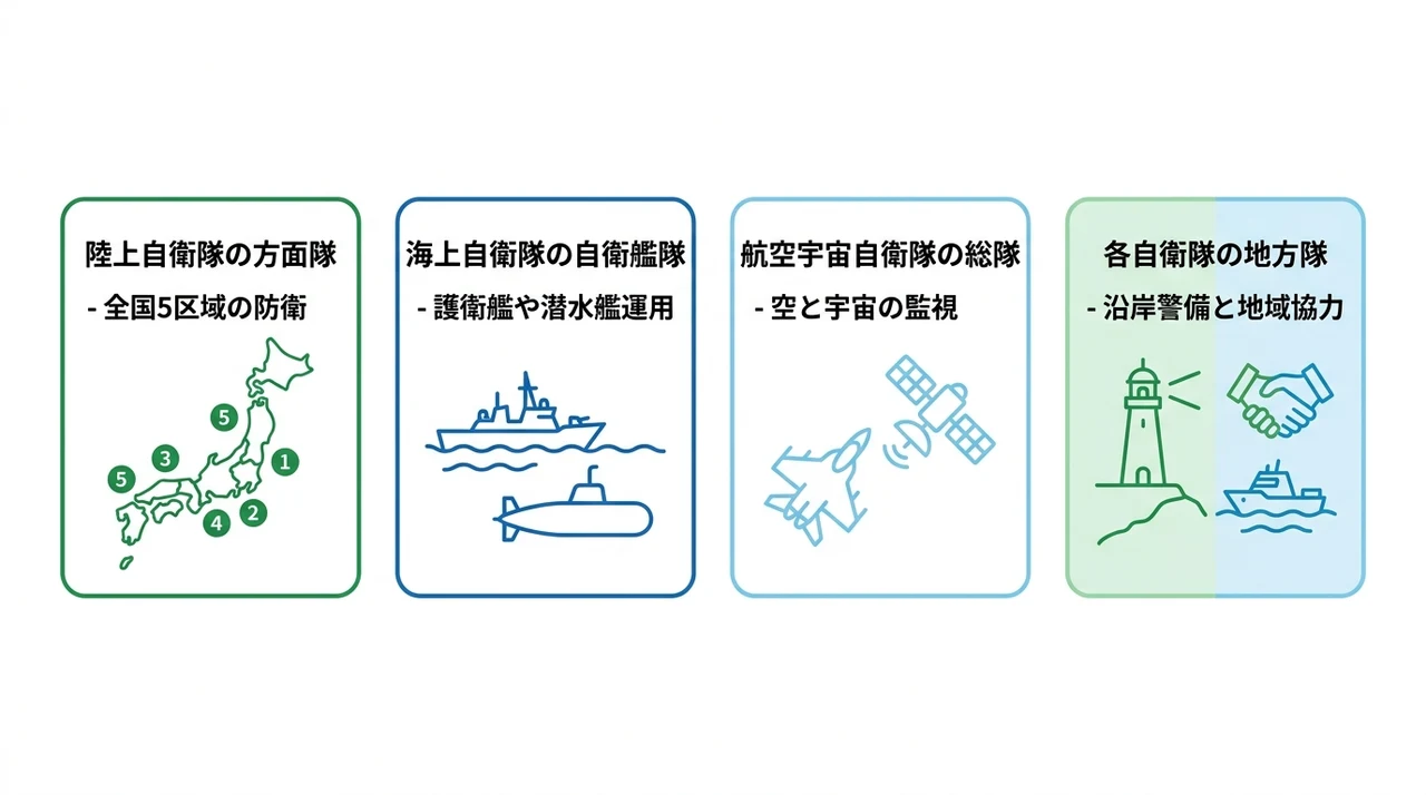 陸海空自衛隊の部隊編成と役割