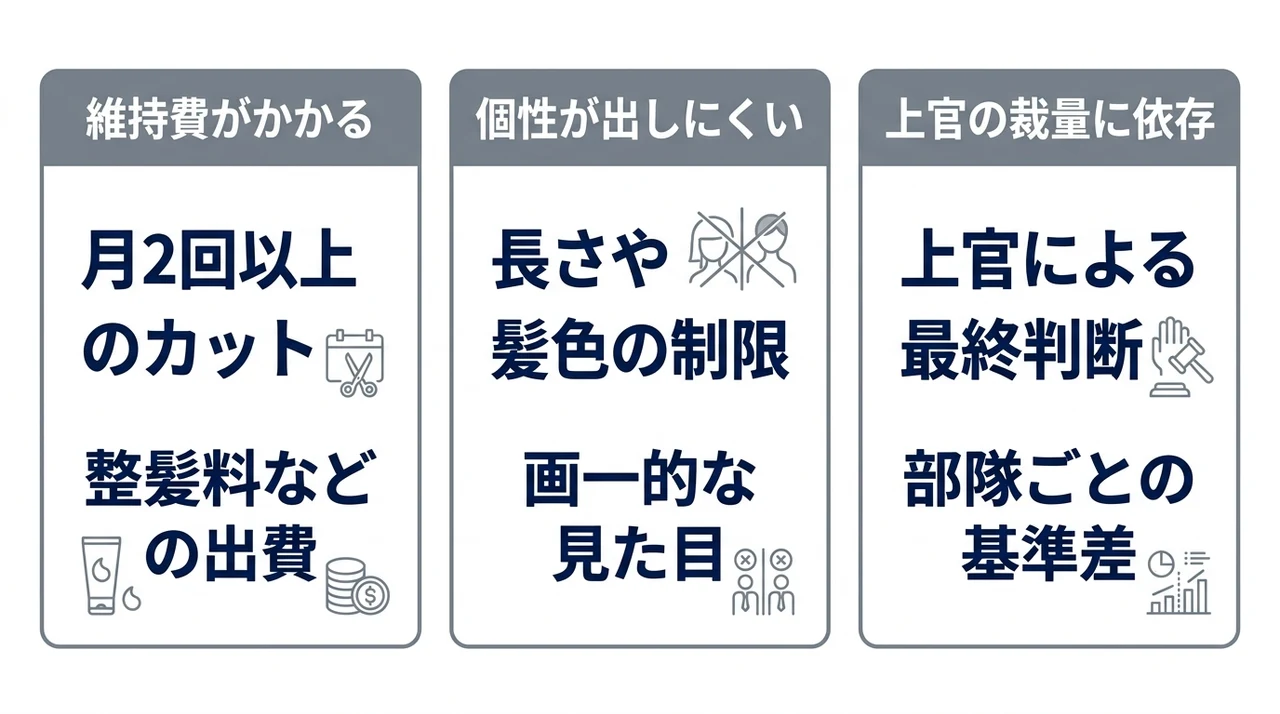 自衛隊特有の身だしなみルールにおけるデメリット3つ