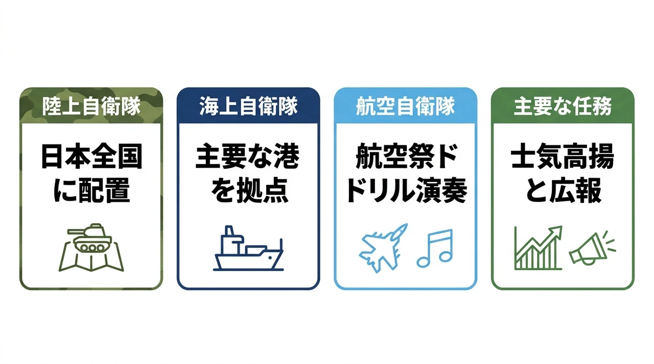 自衛隊音楽隊の組織構成と主要な役割