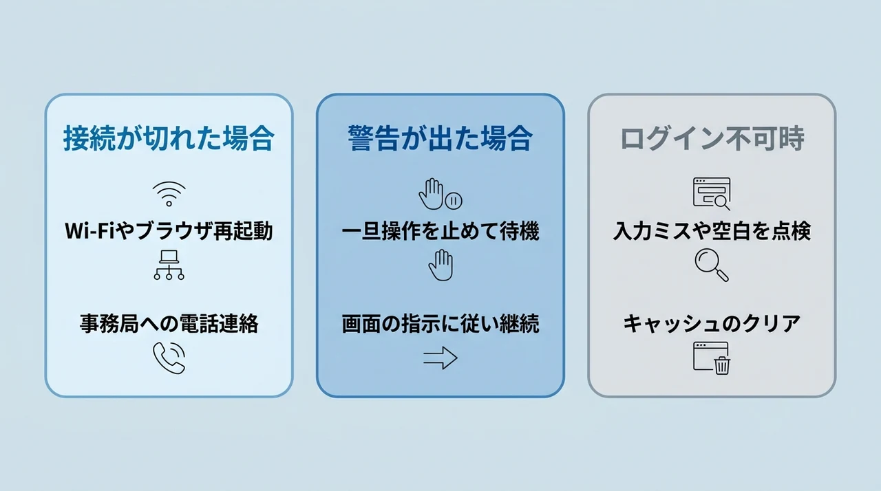 web試験中のトラブル対処フロー