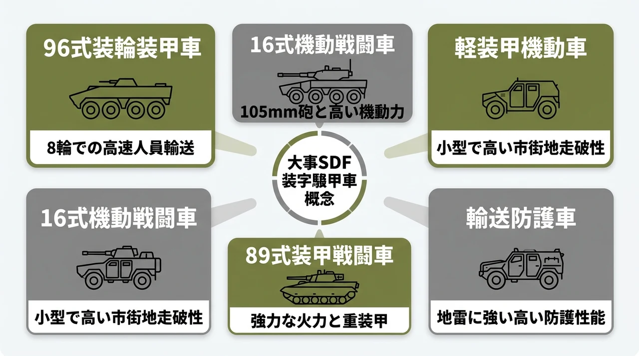 自衛隊の装甲車が担う役割と主要車種