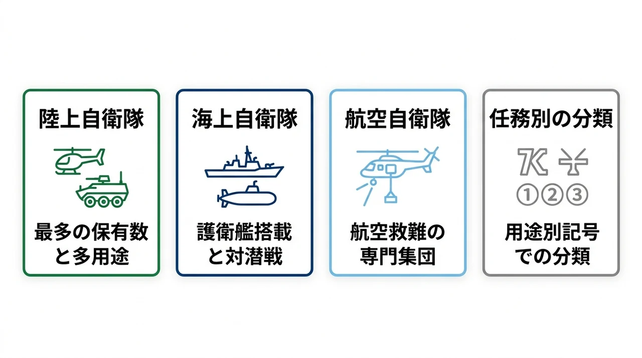 自衛隊が運用するヘリコプターの種類と役割