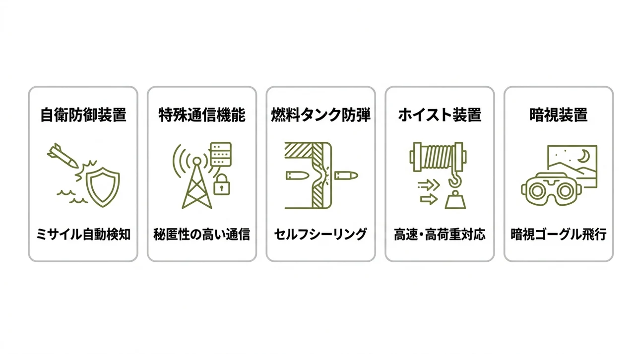 自衛隊機と民間機の特殊な装備の違い
