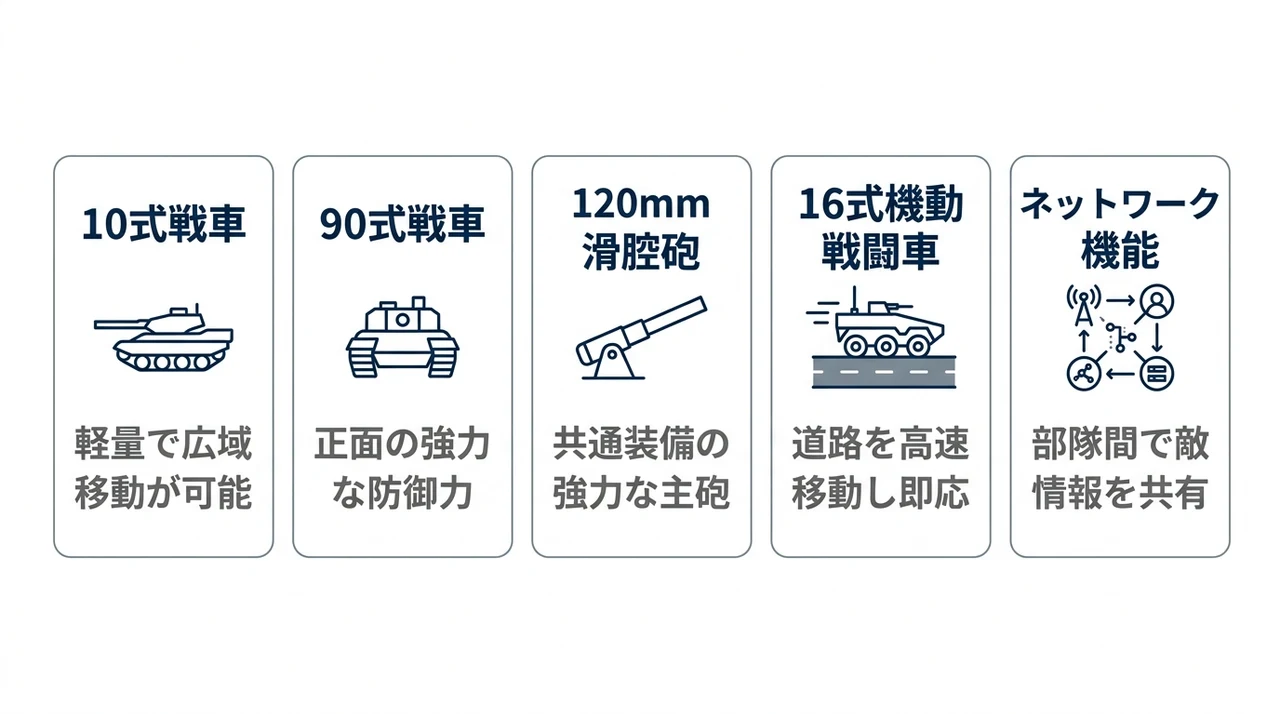 10式戦車と90式戦車の役割と装備の違い