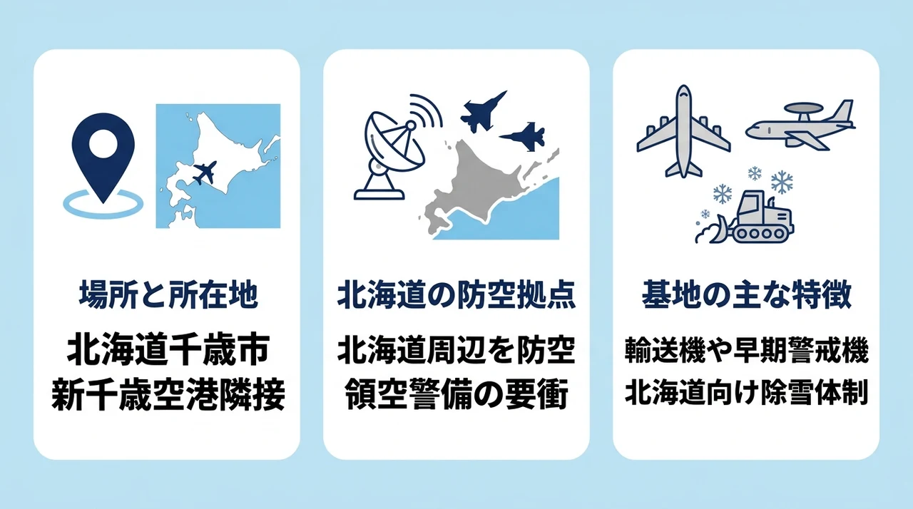 千歳基地の特徴と基本情報をまとめた図解