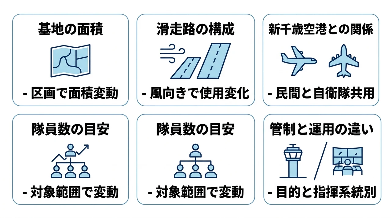 千歳基地の滑走路と新千歳空港の関係をまとめた図解
